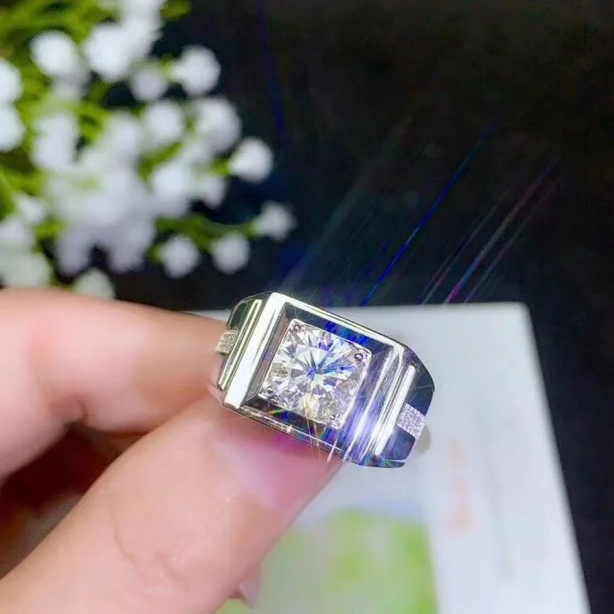 Мужское кольцо из серебра 925 пробы с муассанитом карат | Украшения и аксессуары