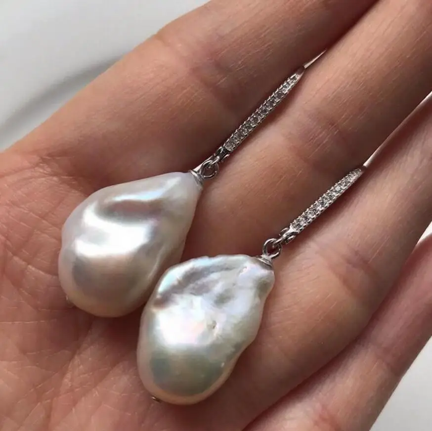 

Hot sale new Style Baroque Pearl Earrings,Large Pearl Earrings,S925 Lever Back Earrings