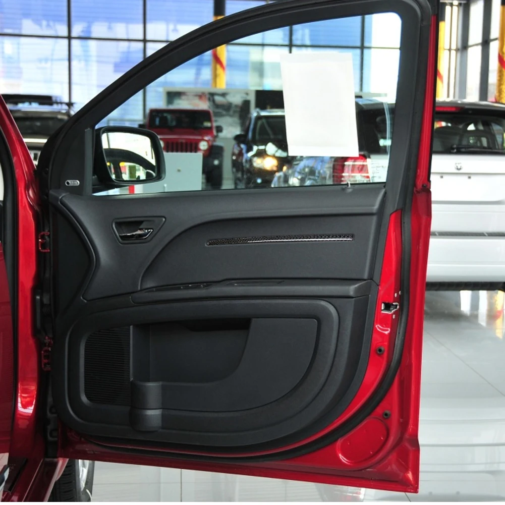 

Универсальная полоса Dodge journey 09-10 для отделки двери, 4 комплекта, автомобильные аксессуары, Черные Декоративные наклейки из углеродного воло...