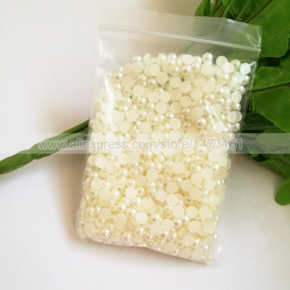 Полукруглые жемчужины 500 шт. Белый/цвет слоновой кости 5 мм искусственный