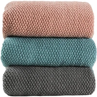 knitted blanket winter thicken chunky thread blankets for bed sofa grey blue air condition plaid throw blankets hotel home decor