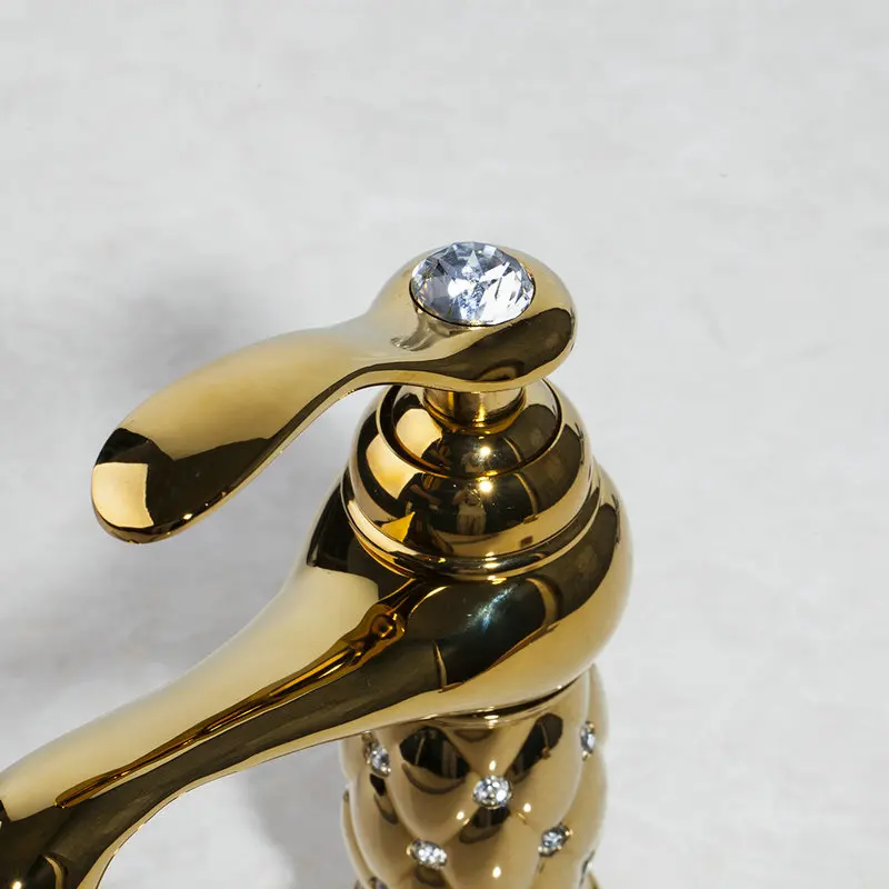 OUBONI роскошный позолоченный полированный смеситель для раковины в ванной комнате