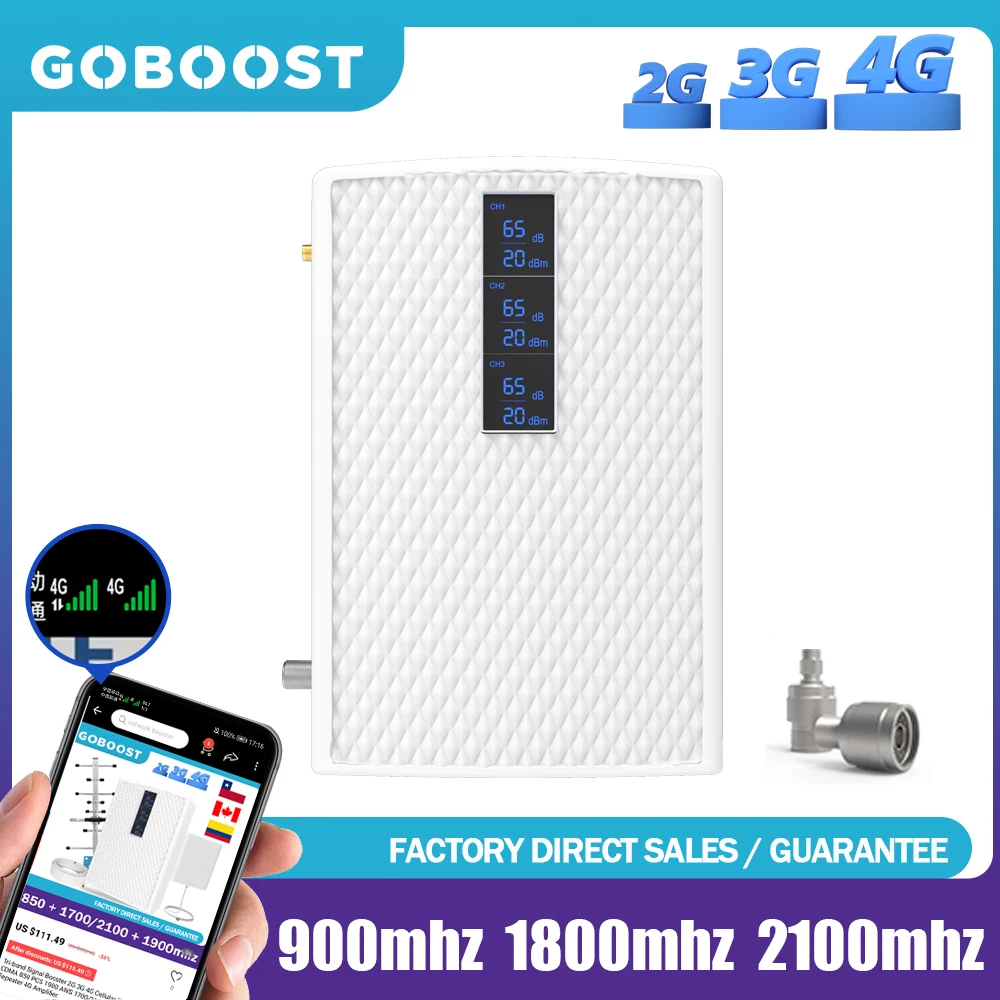 

4G усилитель сигнала трехдиапазонный 900 1800 2100 телефон 2G 3G Сотовая связь Wi Fi Ретранслятор GSM900 повторитель DCS GSM усилитель сигнала UMTS 70dB с высоки...