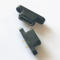 1 10 usb 3 1 connector type c 2pin 2 welding wire female waterproof female socket with screw hole rubber ring fast charging port