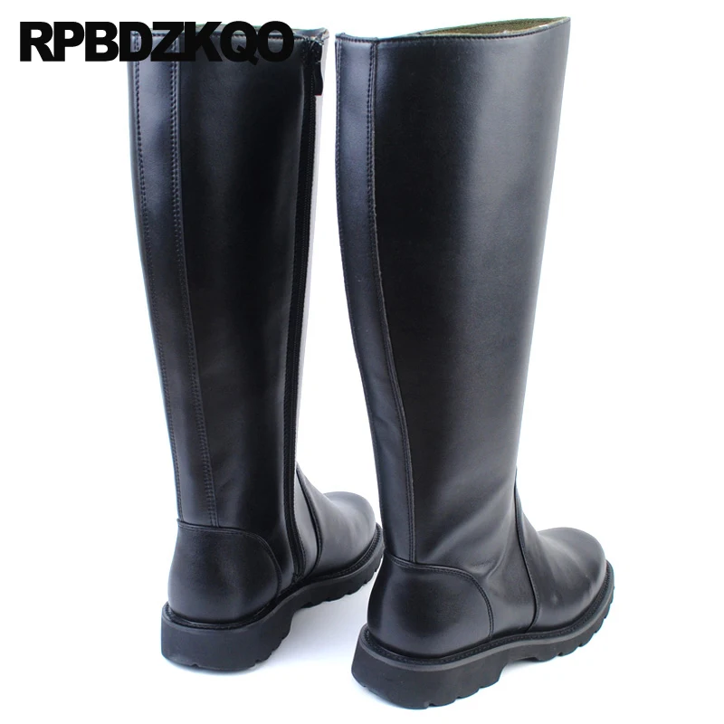 Fall High Quality Riding Shoes Full Grain Designer Plus Size Big 2021 Genuine Leather Autumn Tall Zipper Black Mens Knee Boots |