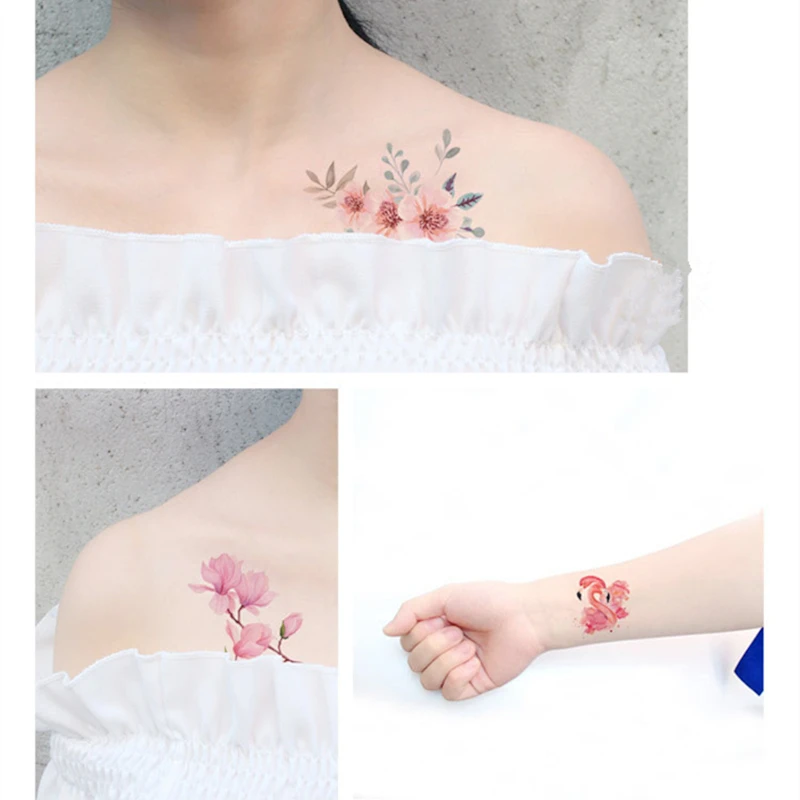 Временная татуировка для тела 21 вид Красивые Цветочные татуировки Бабочка Кит