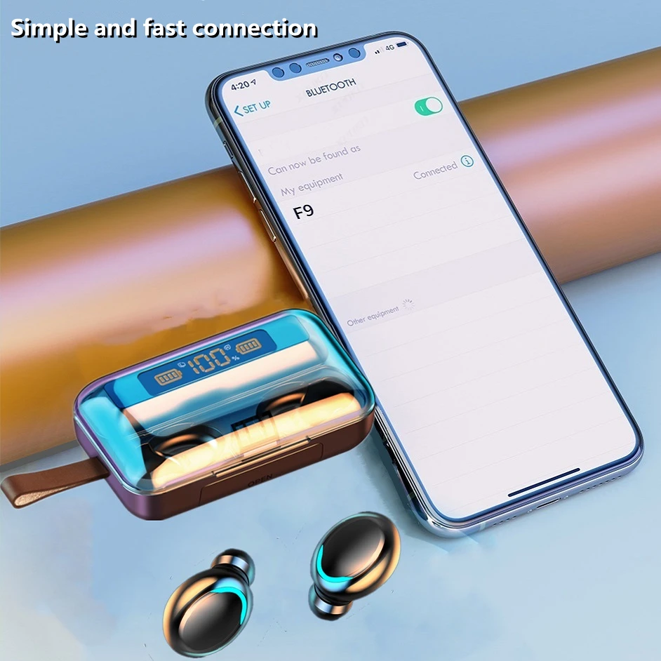 TWS-стереонаушники F9 с микрофоном и зарядным футляром | Электроника