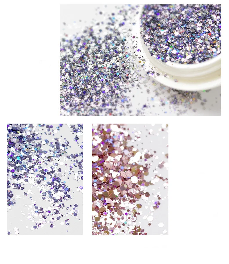 

1 Set 12 Colors Nail Art Holographic Photochromic Ornament Polish Manicure DIY Decorations Magic Laser Color Nail Glitter Powder