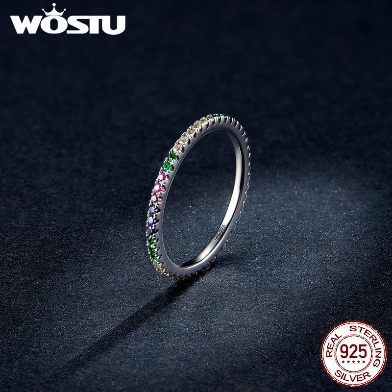 Женское кольцо из серебра 925 пробы с радугой круглым сверкающий циркон свадебное