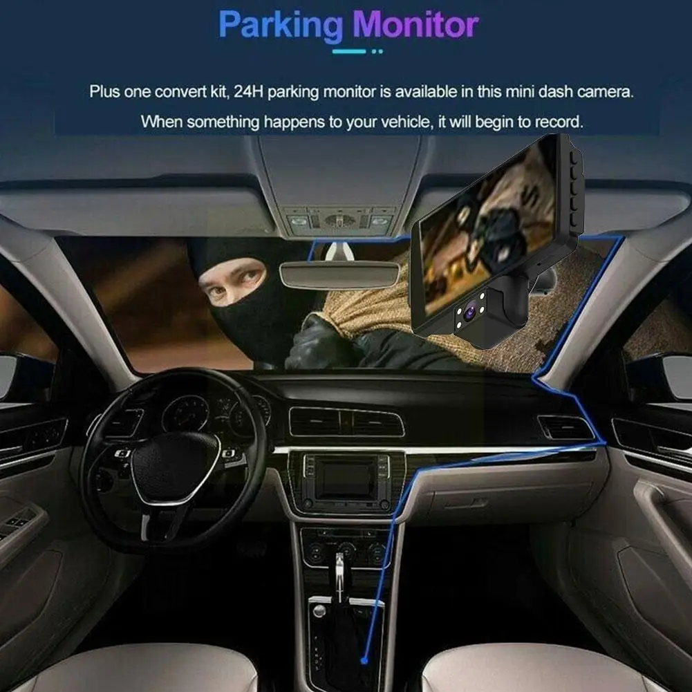 

Автомобильный видеорегистратор с широким ангелом, передняя и задняя камеры с двойным объективом, мониторинг парковки, ночная Скрытая автом...