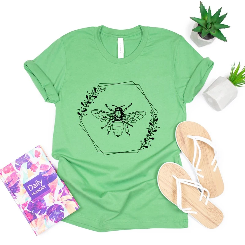 Сохраните пчелы для женщин футболки хлопок плюс Размеры Графические летняя