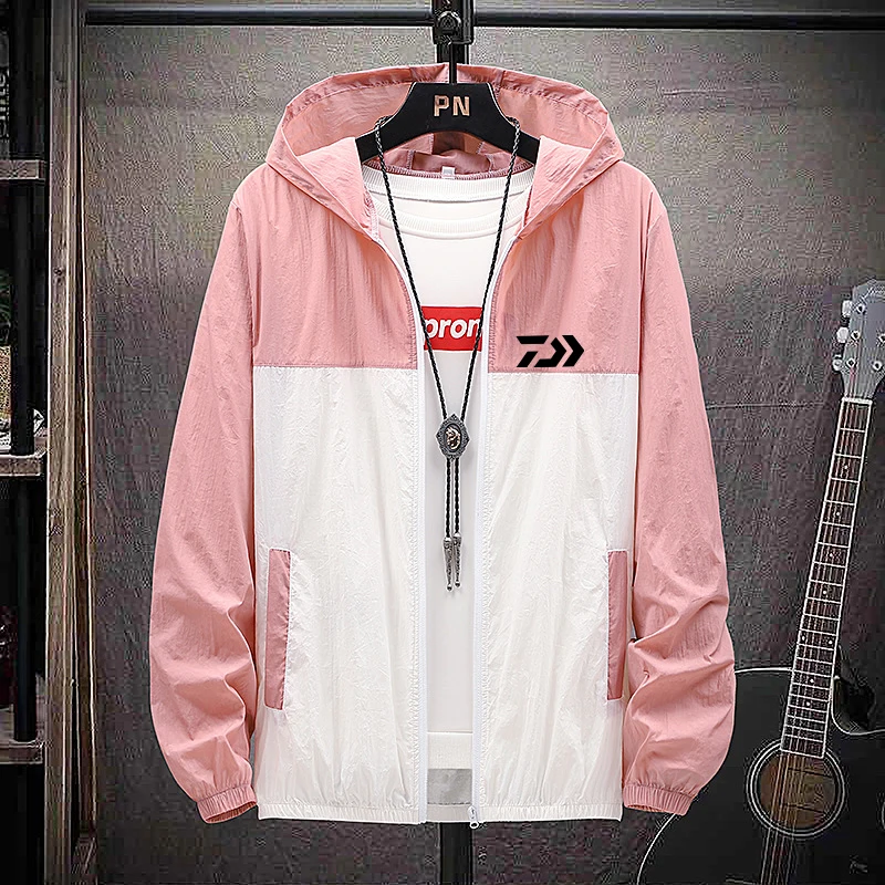 

DAIWA Fishing Sunscreen Jacket 2020 Summer Outdoor Color Matching Thin Sunscreen Clothing Men's Slim Hooded Trench Coat