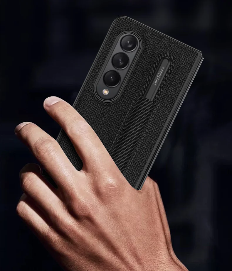 Роскошный кожаный чехол для Samsung Galaxy Z Fold 3 с держателем для S Pen Edition Fold3 защитный чехол со слотом.