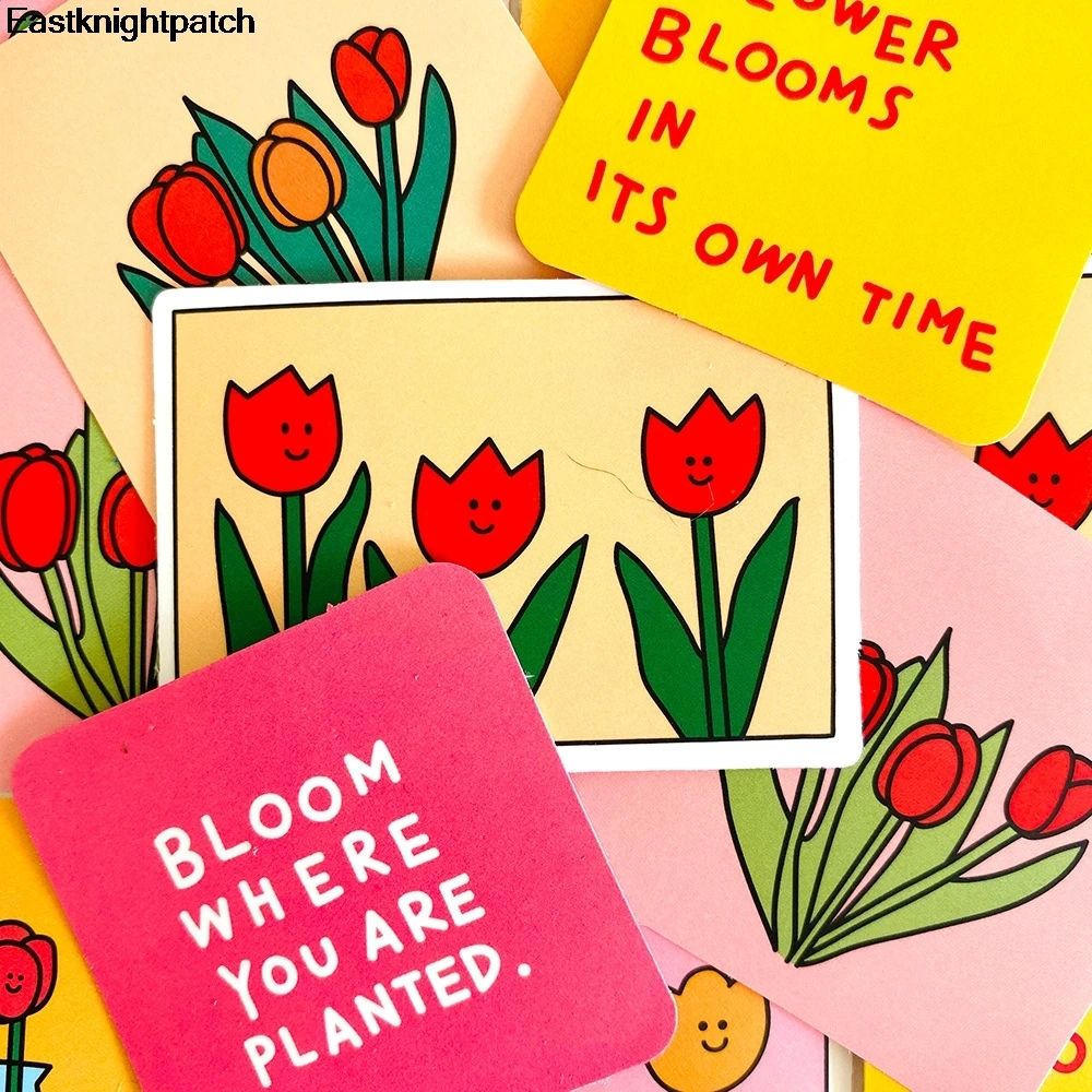 

20set E1886 16pcs Cartoon Kawaii Tulip Flower Sticker for Bike Phone Laptop Travel Luggage Funny Sticker Decals