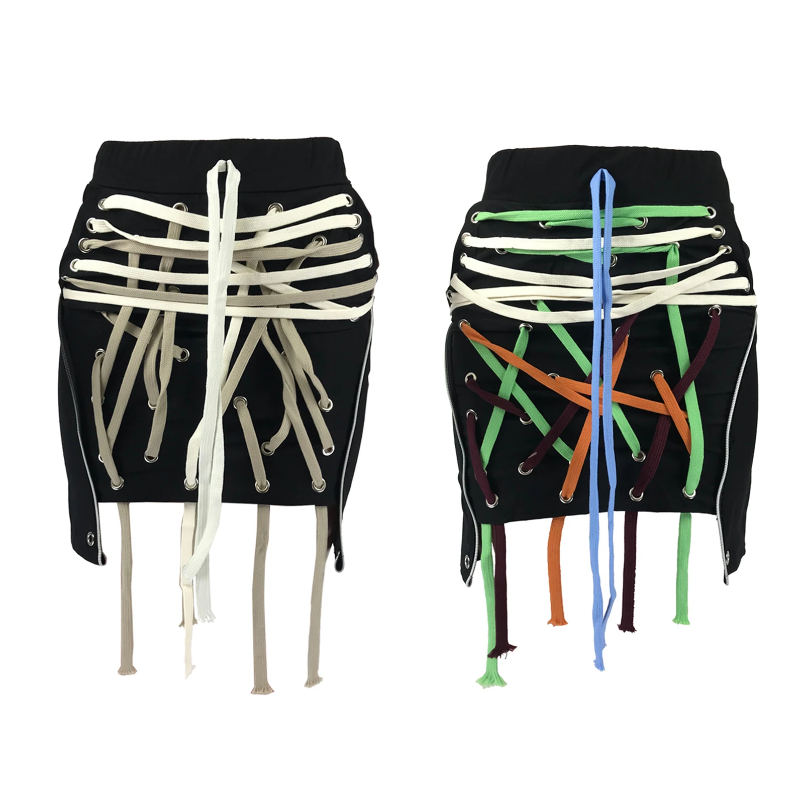 

Women’s Slimming Short Skirt, High Waist Irregular Bandage Decoration Mini Dress for Summer Wear