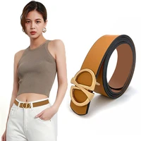 new pu leather belt for women metal buckle waist strap designer luxury brand female jeans trouser dress decoration waistband