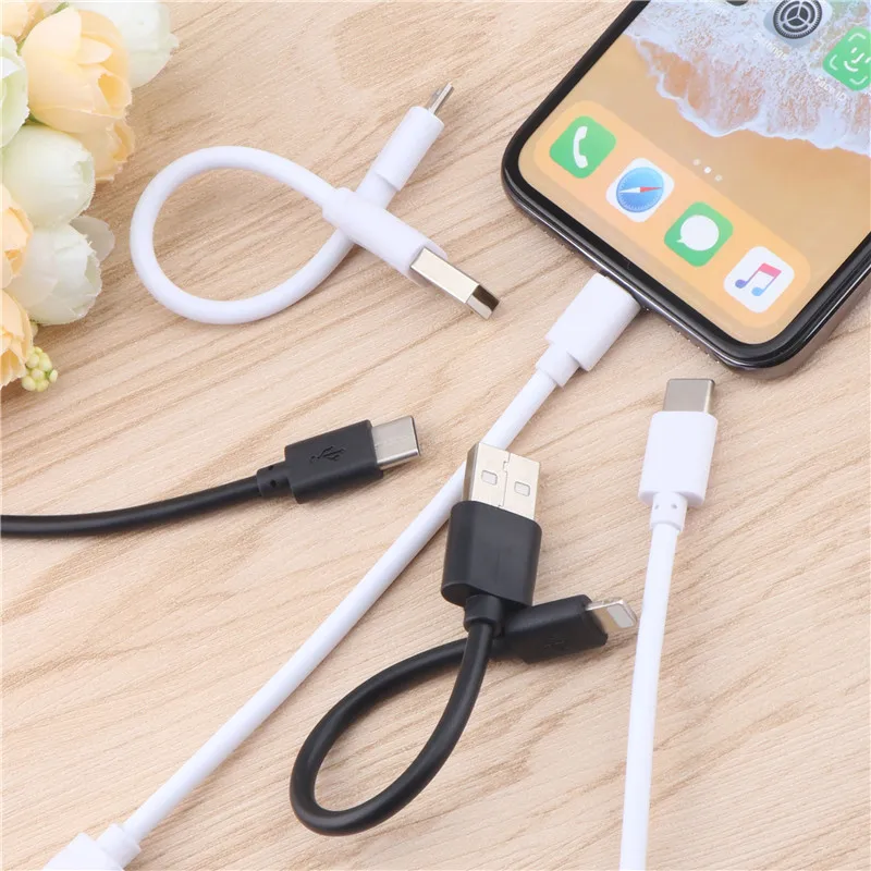 Быстрое зарядное устройство короткий кабель Micro USB/type C кабель для зарядного устройства для iPhone 6 6s 7 8 Plus X samsung Oneplus 6 15 см зарядный кабель