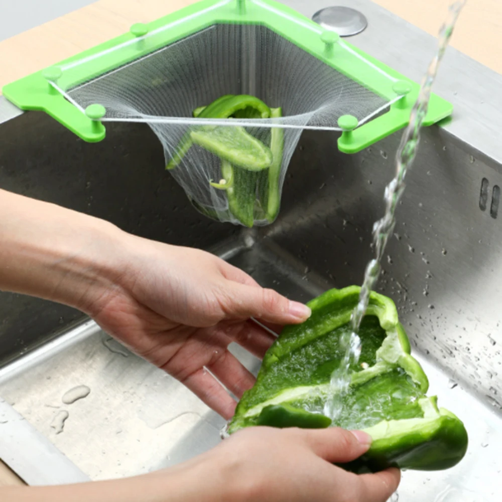 

Multifunctional Triangle Drainage Rack Kitchen Sink Leftover Filter Hanging Net Basket Kitchen Anti-blocking Funnel Tool Popular