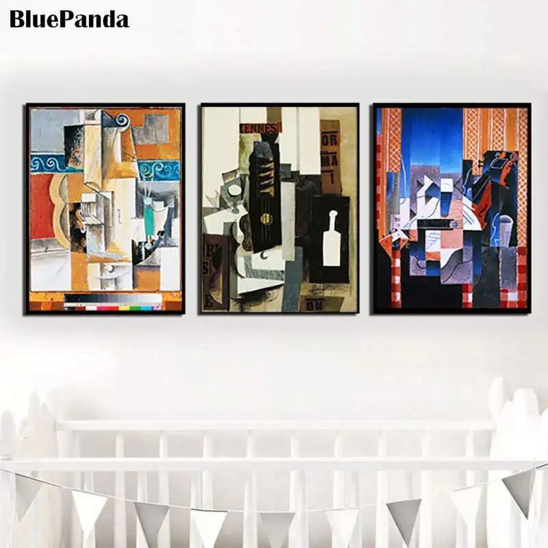 Скрипка и Гитара абстрактная картина холст печать гостиная домашний декор