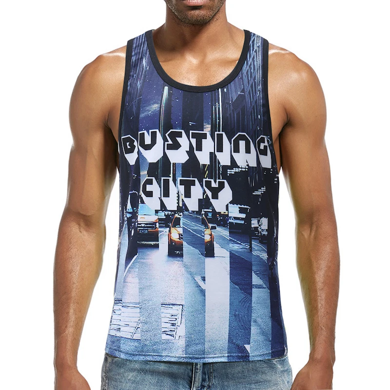 

2020 new hot summer fashion cartoon pattern letter printing casual fitness vest for men muscular men sleeveless vest for men