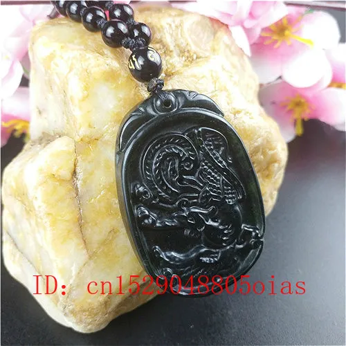 Сертифицированный китайский натуральный черный зеленый нефрит Феникс ожерелье