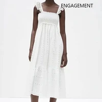 2021 women basic vestidos de fiesta de noche embroidery sexy strap summer tank long dress white dress