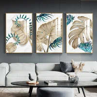 abstract nordic golden leaf luxury poster flower art plant canvas painting modern decoration wall picture for living room decor
