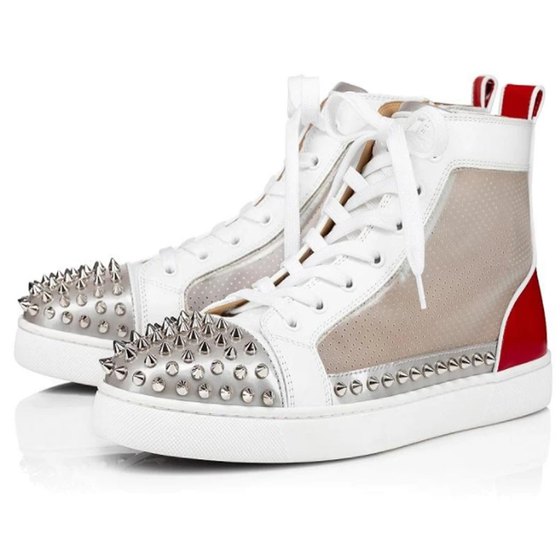 

Snakeskin Red Bottoms Sneakers For Men Luxury Designers High Top Skate Sneakers Mens Womens Comfort Casual Shoes Wholesale Price