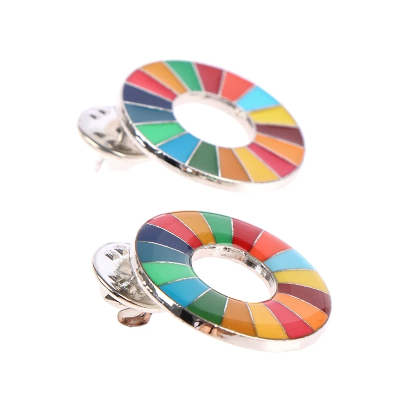 Эмалированная брошь в форме цели устойчивого развития 17 цветов SDGs значок модные