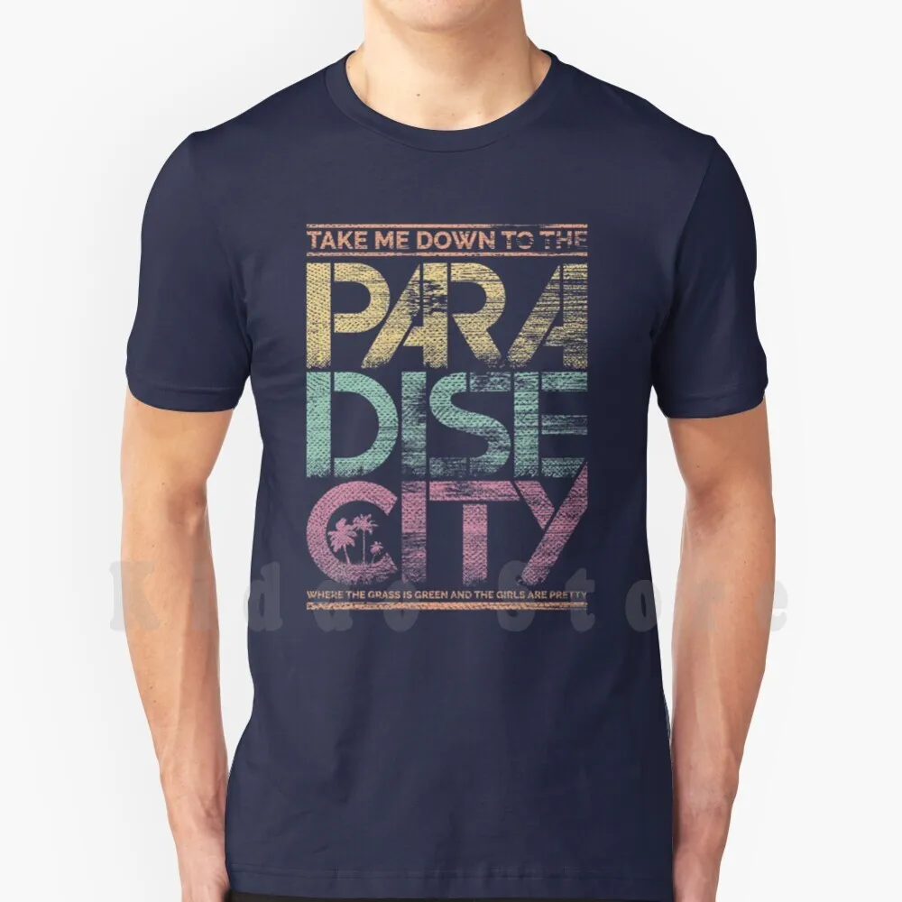 

Футболка Paradise City мужская с принтом, хлопковая тенниска с музыкальной группой Califronia, с гитарой, металлическим пистолетом в стиле панк, Лос-Анджелес, США, Америки