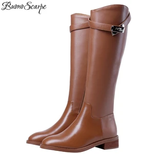 Женские ботинки из натуральной кожи, с круглым носком и металлическим замком