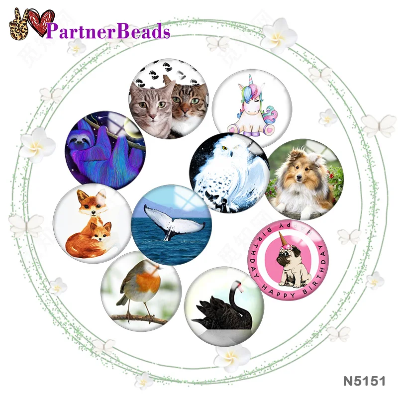 

Animal 12mm//18mm/20mm/25mm Round photo glass cabochon demo flat back Making findings PartnerBeads N5151