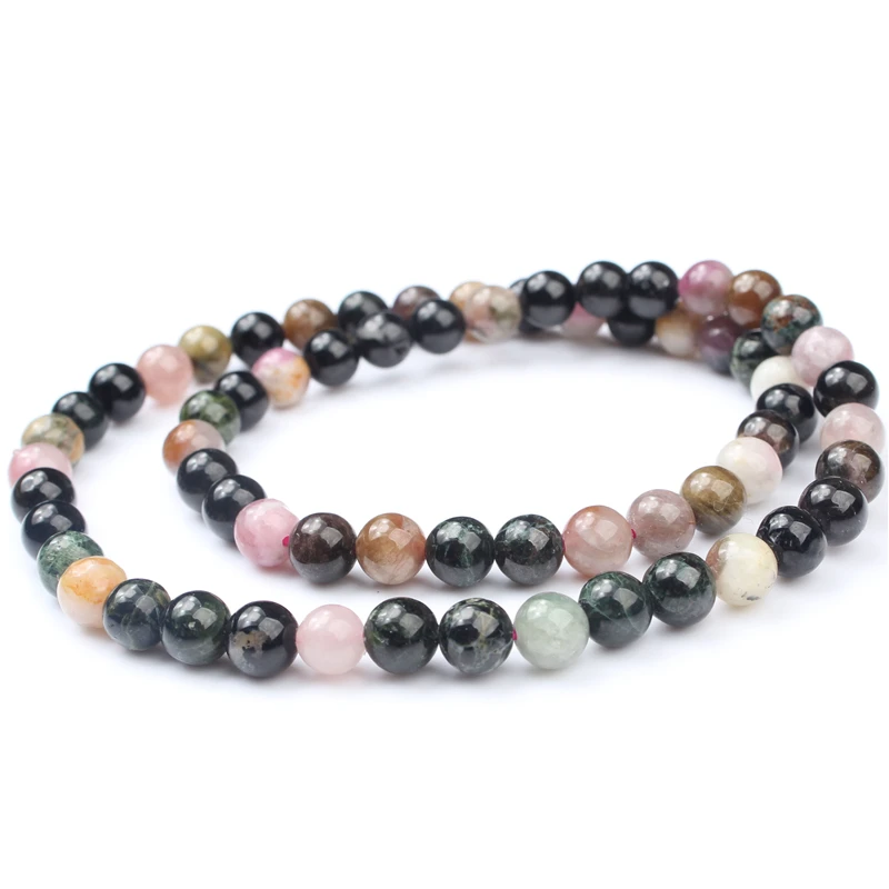 

Оптовая продажа, цветной турмалиновый браслет LanLi с бусинами из натурального камня, эластичный браслет, подходит для подарков и амулетов дл...