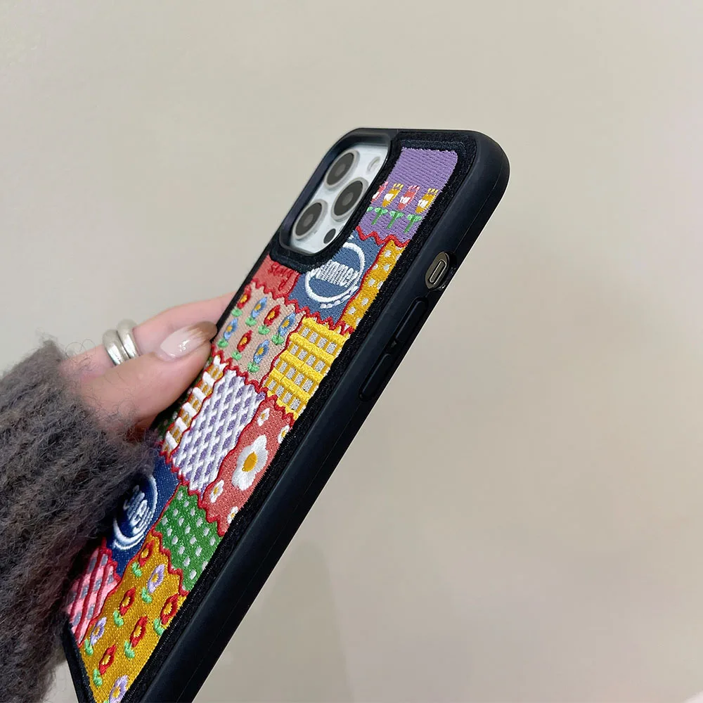 Модный Стильный чехол для телефона с вышивкой и цветами iPhone 13 12 11 Pro Max XS XR 7 8 Plus SE 2020