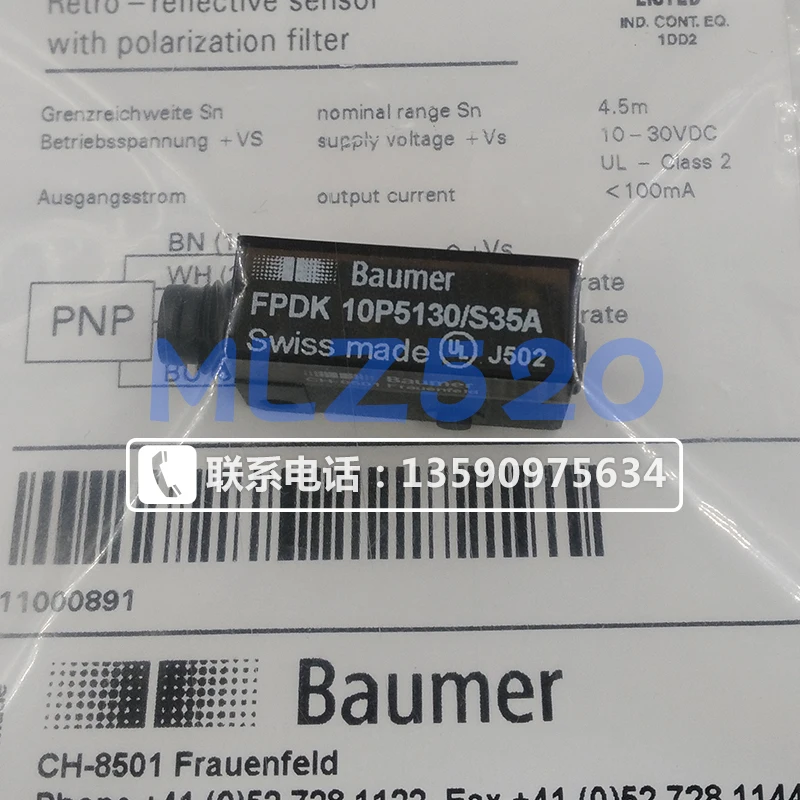 Swiss Baumer fpdk 10p5130 / s35a reflective photoelectric sensor |