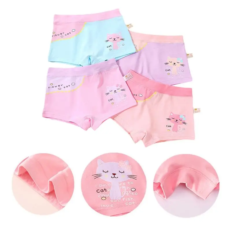 

Kids Girls Cotton Boxer Briefs Cartoon Cat Printed Toddler Underwear Panties New Dropship