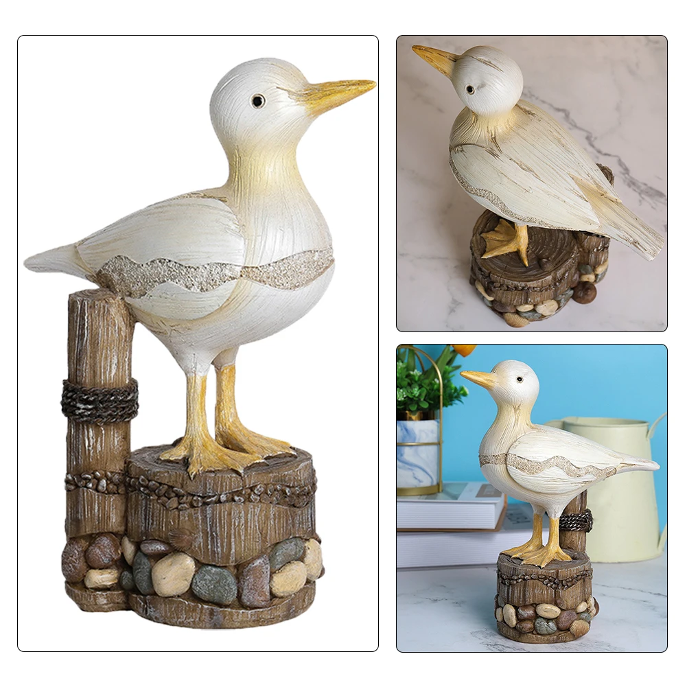

2pcs/set Seagull Figurine Lawn Patio Home Outdoor Garden Ornament Desktop Crafts Resin Gifts Nautical Decoration Beach Park