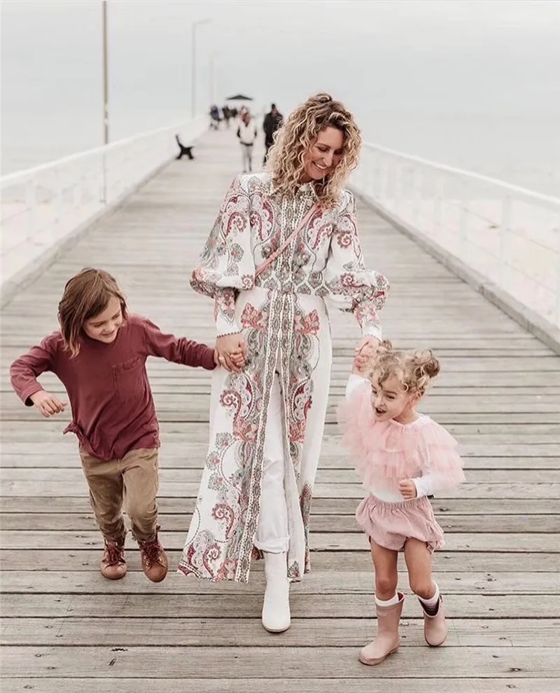 Женское длинное платье с винтажным принтом повседневное модельное макси