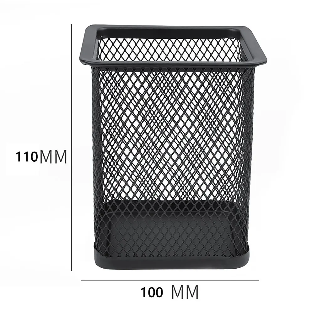 

Simple Wrought Iron Desktop Hollow Storage Pen Holder Metallic Sprayed Mesh Pen Holder Stationery Desk Tidy Container