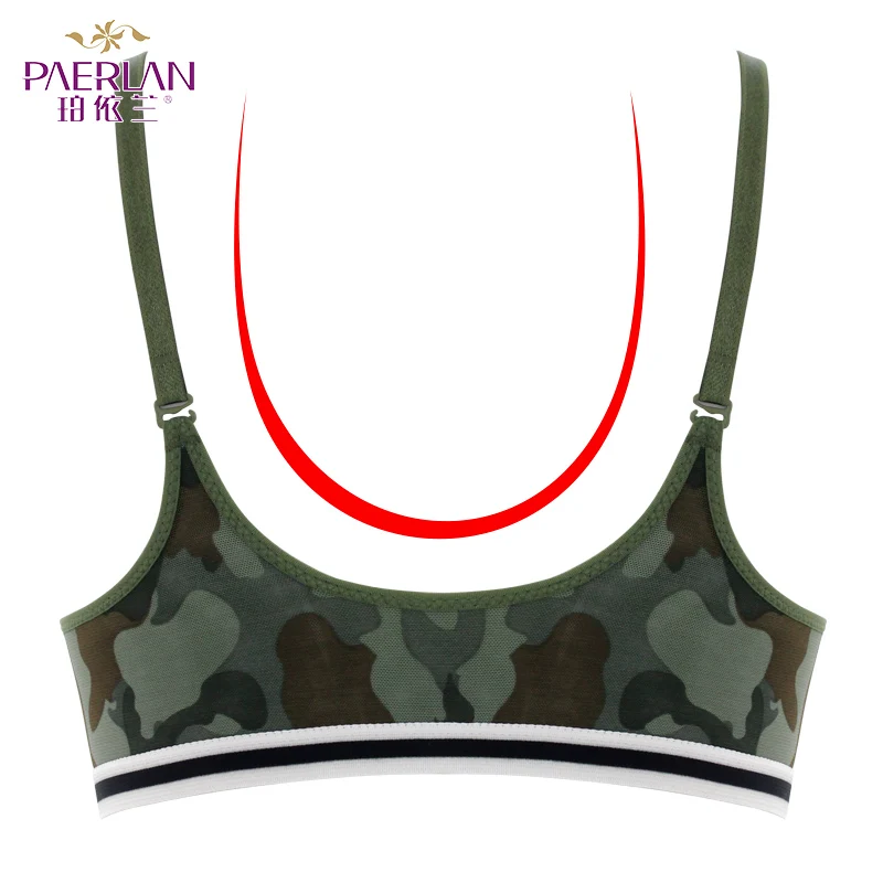 PAERLAN Green Camouflage Female Sexy Bra Sets No Trace Vest-style Chest Gather Sexy Lingerie Front Buckle Without Steel Ring Bra