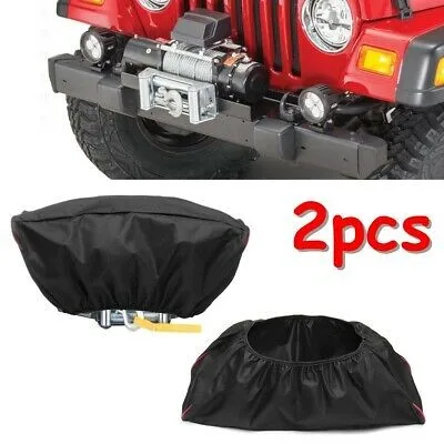 

2pcs Car Electric Winch Cover Off-Road Vehicle Electric Winch Rain Cover Auto Parts Electric Winch Cover