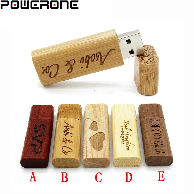 Usb флеш-накопитель POWERONE деревянный бамбуковый с логотипом 64 ГБ 32 16 8 4 Гб usb 2 0 |