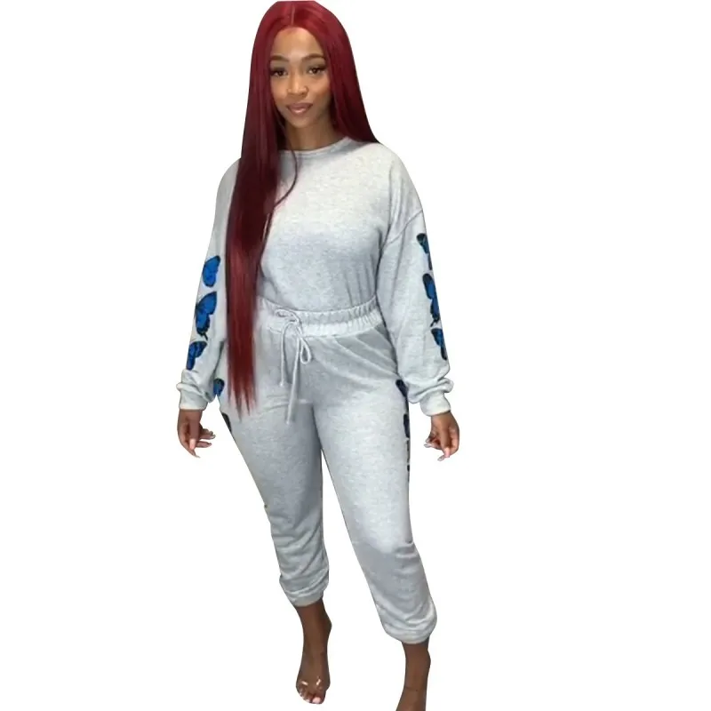 

Повседневный Спортивный костюм для женщин, пуловер и брюки, комплект из 2 предметов для женщин, новинка 2021 года, спортивный костюм с принтом ...