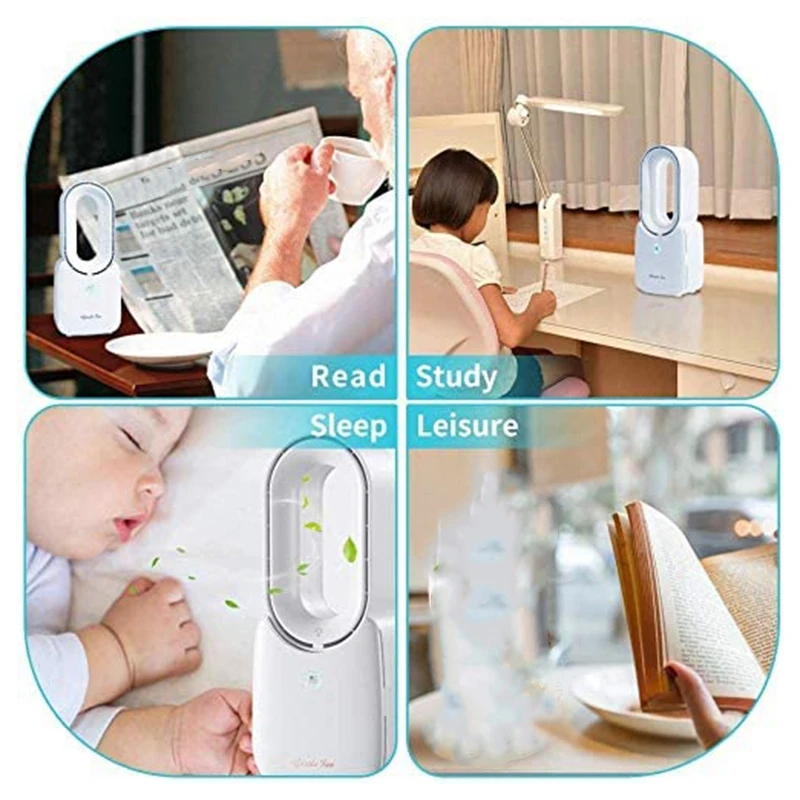 Table Fan With LED Lights Bladeless Leafless Design Portable Rechargeable USB Desk For Home & Office | Бытовая техника