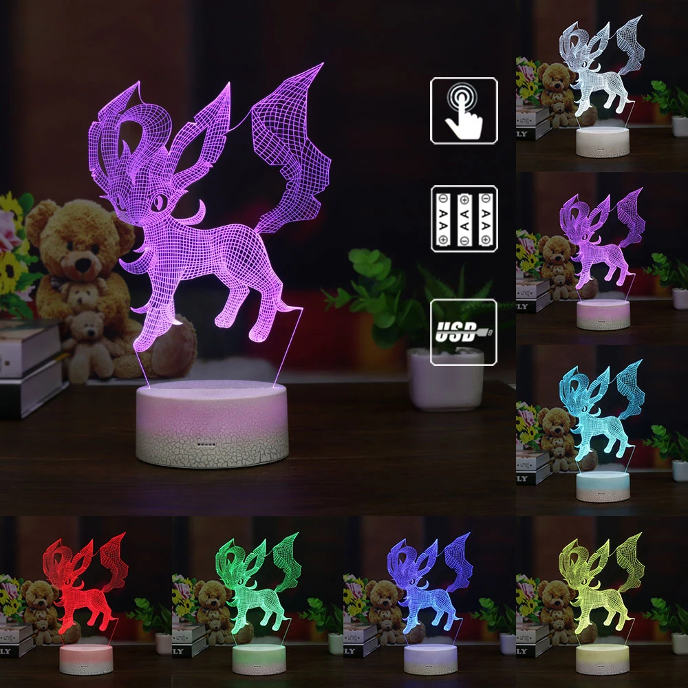 Покемон игра Mew 3D лампа Umbreon светодиодный декоративный ночник многоцветный RGB Декор для спальни Дети Рождественский подарок игрушки