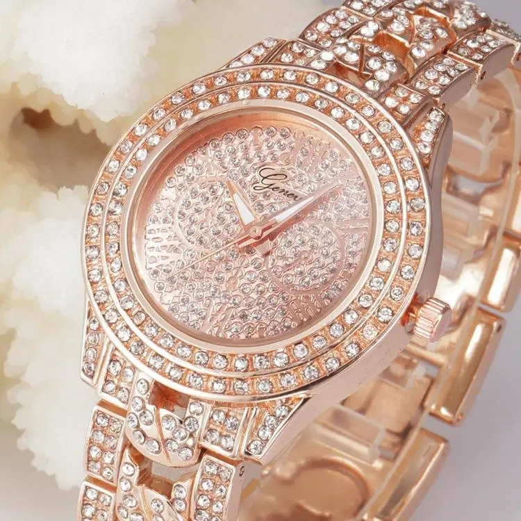 

Women Rhinestone Watches Lady Dress Women Watch Diamond Luxury Bracelet Wristwatch Ladies Crystal Quartz Clocks Relojes Mujer