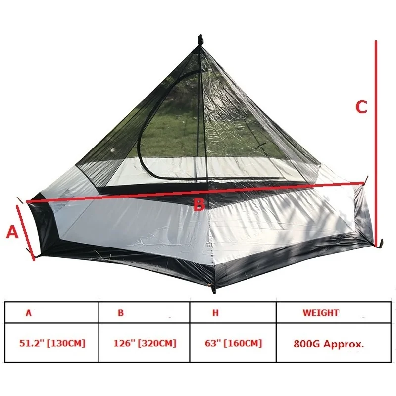 Палатка-пирамида летняя сверхлегкая с сеткой противомоскитная