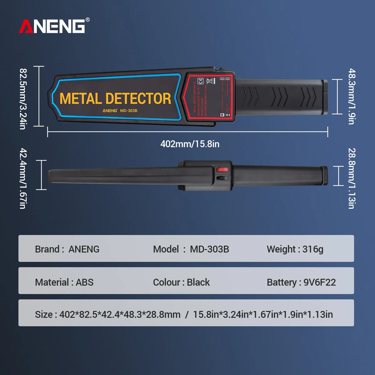ANENG MD 303B металлоискатель Портативный профессиональный детектор безопасности