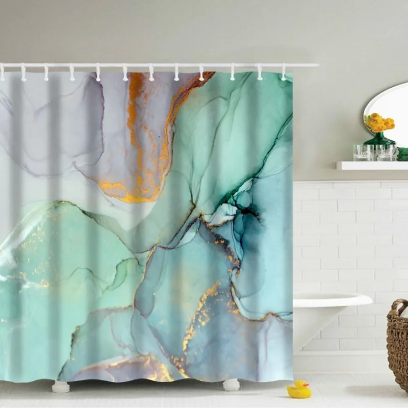 New Waterproof Shower Curtain with Hooks Polyester Geometric Marble Pattern Printed Bath for Bathroom Screen Home Decor |