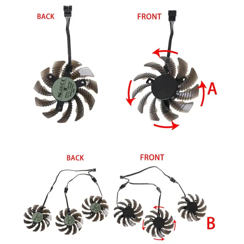 

Good performance 1/3PCS 75mm T128010SU 4Pin Cooler Fan for Gigabyte AORUS GTX 1060 1070 1080 Card